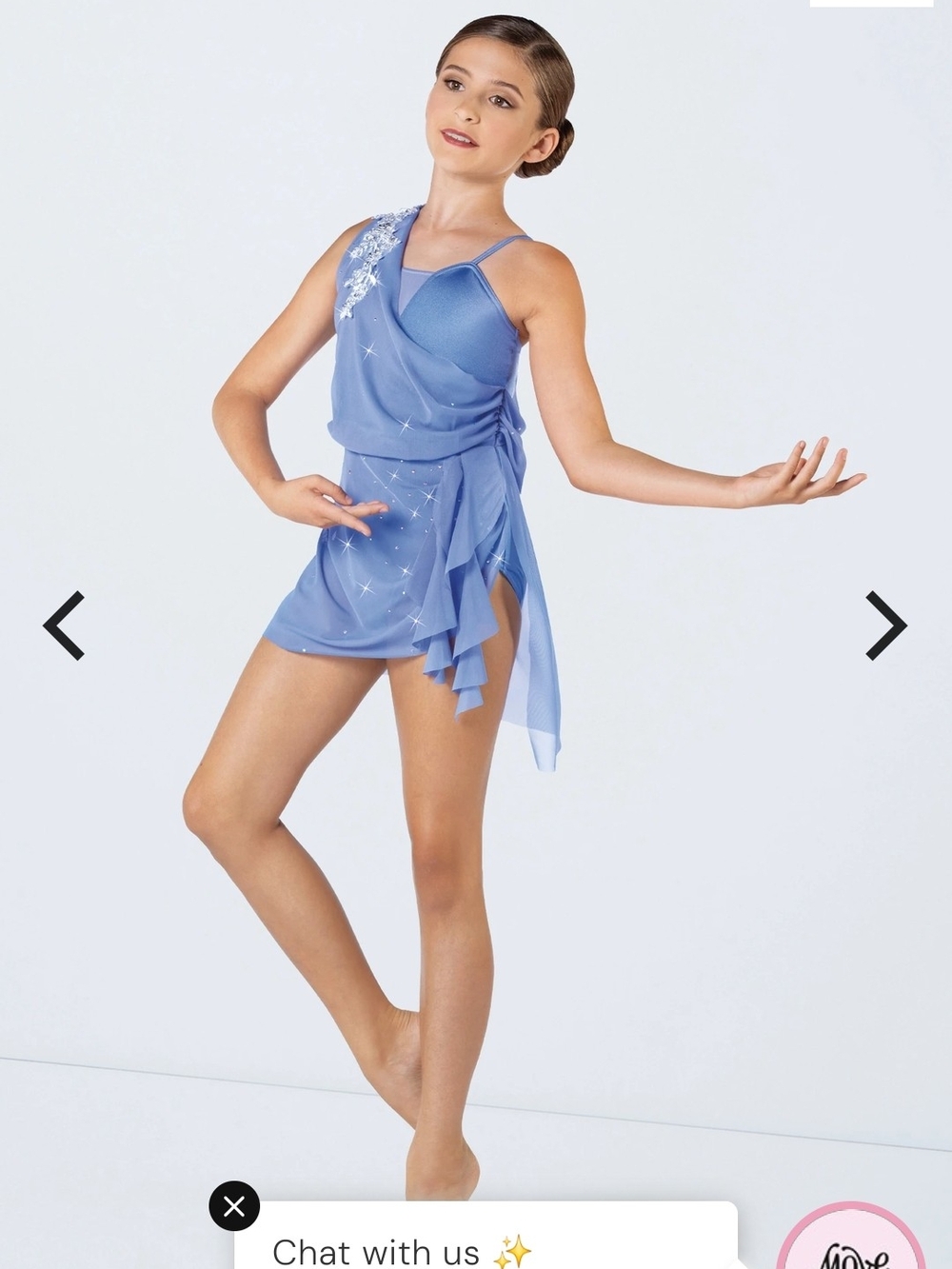 Light Blue Chiffon Dance Dress with Side Ruffle WEISSMAN
